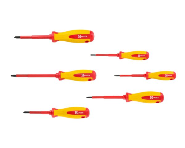 Jeu de 6 tournevis isolés plats et cruciformes HANGER 132090 – Image 2