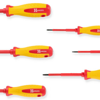 Jeu de 6 tournevis isolés plats et cruciformes HANGER 132090